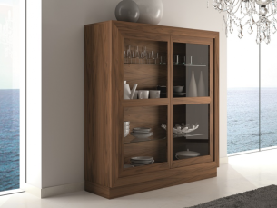 Vitrine avec portes en verre avec éclairage LED - CALAIS