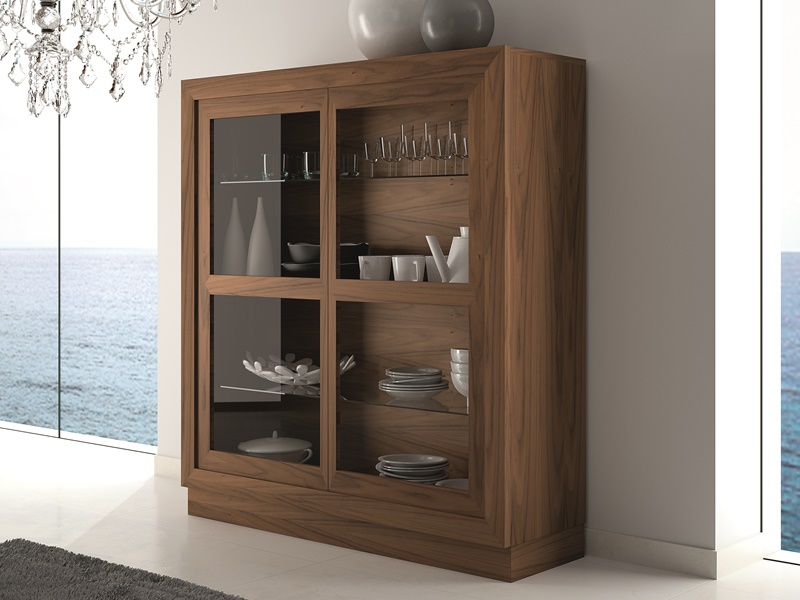 Vitrine avec portes en verre avec éclairage LED - CALAIS