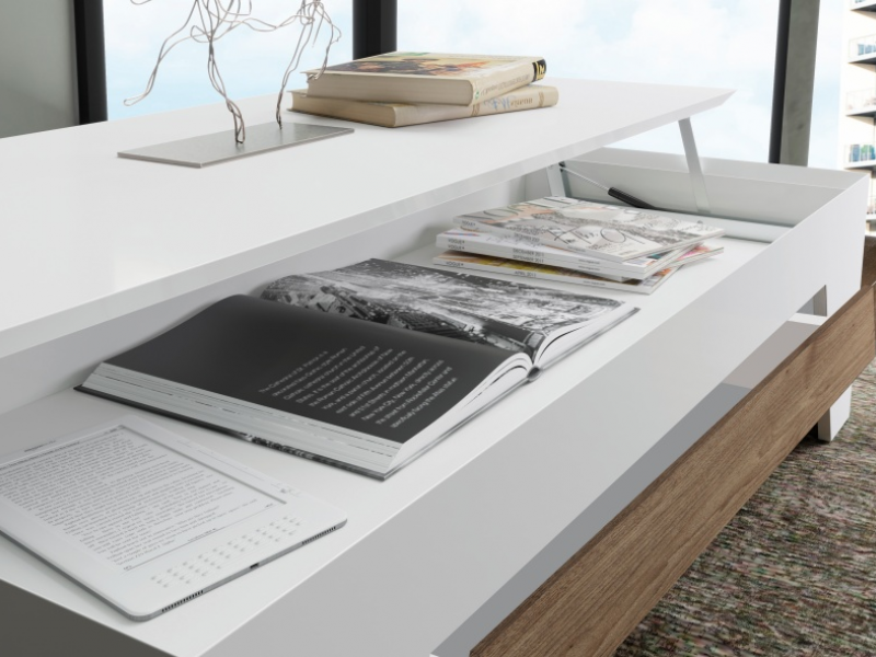 Lift top coffee table with drawer -DIAGONAL