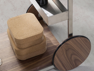 Chariot minibar en acier et noyer - DORMA 2
