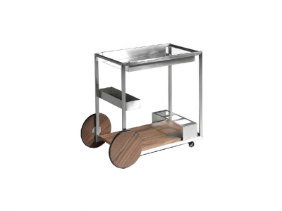 Chariot minibar en acier et noyer - DORMA Chariot minibar en acier et noyer - DORMA