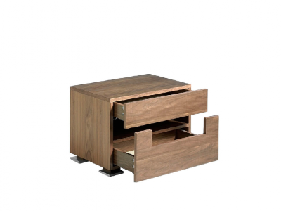 Walnut bedside table with LED lighting and stainless steel legs - TAUREAU