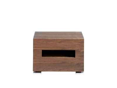 Walnut bedside table with LED lighting and stainless steel legs - TAUREAU