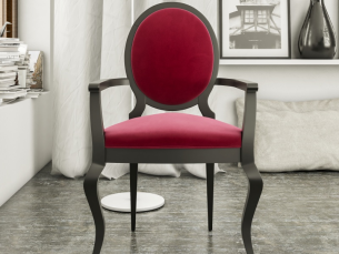 Fauteuil tapissé avec accoudoirs et pieds Chippendale -AMBER