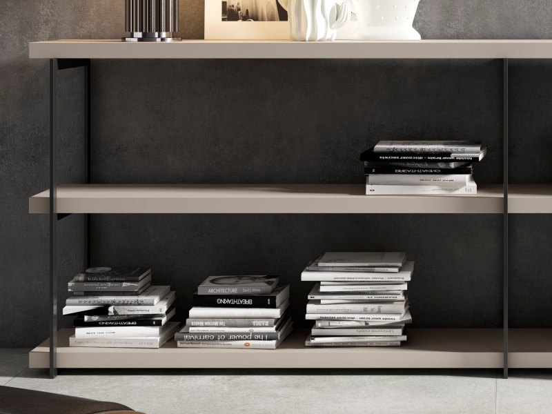 Lacquered bookcase with American walnut and lacquered fronts - ELISA