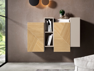 Entrance lacquered console with oak fronts - ANAÏS