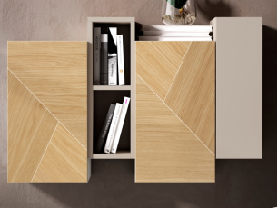 Entrance lacquered console with oak fronts - ANAÏS 2