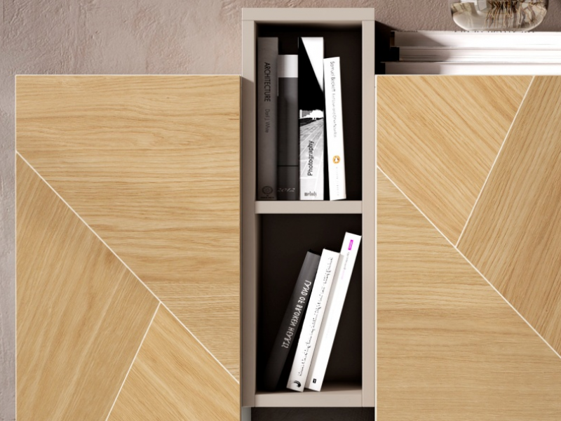 Entrance lacquered console with oak fronts - ANAÏS