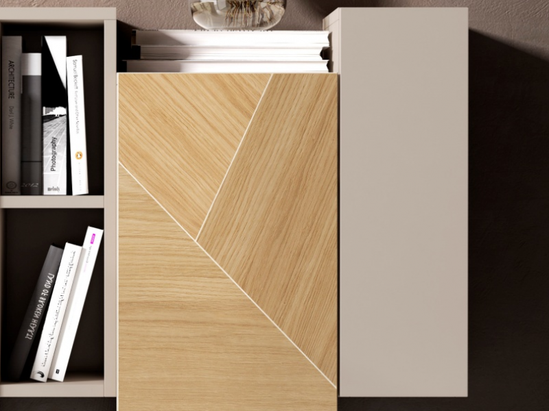 Console d'entrée laquée avec façades en chêne - ANAÏS
