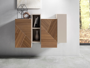 Entrance lacquered console with American walnut fronts - ANAÏS