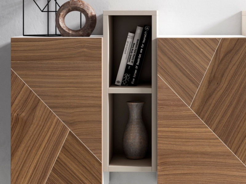 Console d'entrée laquée avec façades en noyer américain - ANAÏS