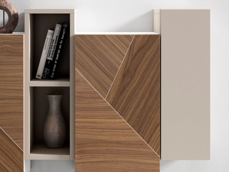 Console d'entrée laquée avec façades en noyer américain - ANAÏS