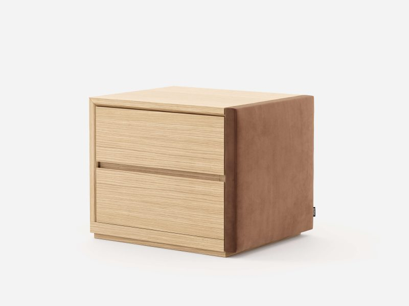 Wood and uphosltered bedside tables - LAURA