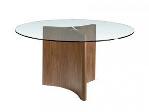Round dining table with glass top - LEROS