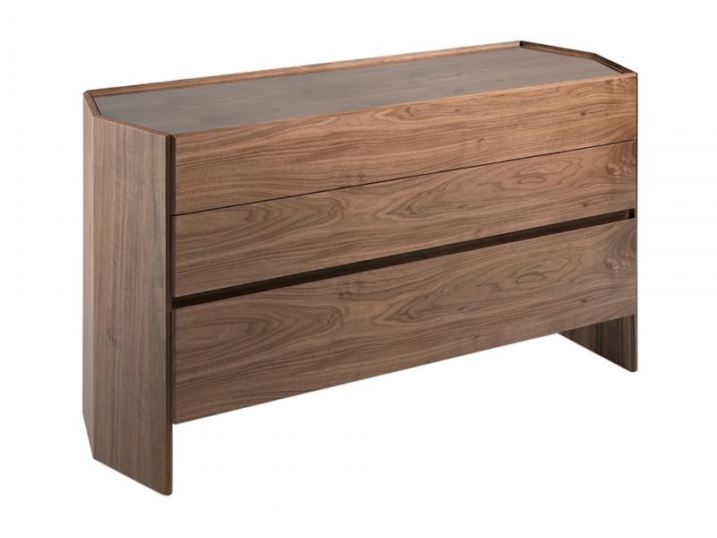 Walnut chest of drawer with tempered glass top - SAVINA