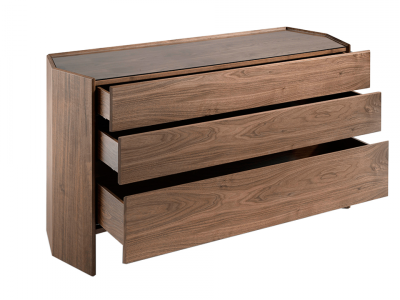 Walnut chest of drawer with tempered glass top - SAVINA Walnut chest of drawer with tempered glass top - SAVINA