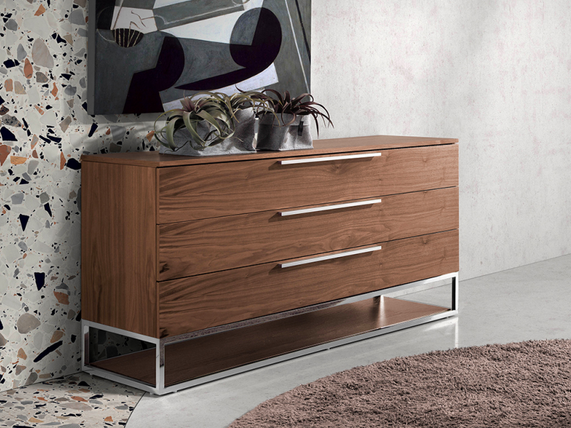 Chest of drawers/sideboard in walnut and steel - GINNA