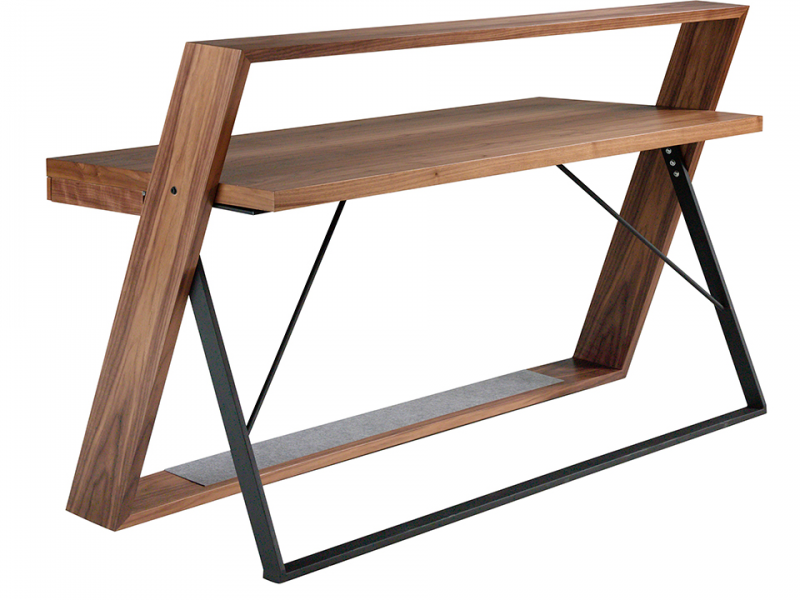 Desk in walnut and black lacquered stainless steel - BRUNO