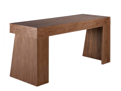 Walnut desk/vanity table with drawers and stainless steel details - PIERRE