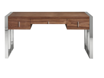 Bureau en noyer et acier inox - BASTIAN