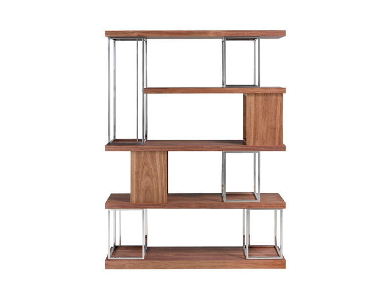 Walnut and stainless steel shelving - SIMÓN