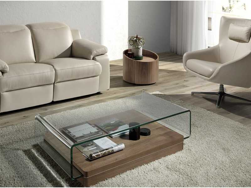 Round 1-drawer walnut corner table - RONDO