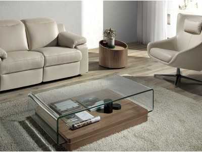 Round 1-drawer walnut corner table - RONDO Round 1-drawer walnut corner table - RONDO