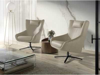 Mesita de rincón redonda de 1 cajón en nogal - RONDO