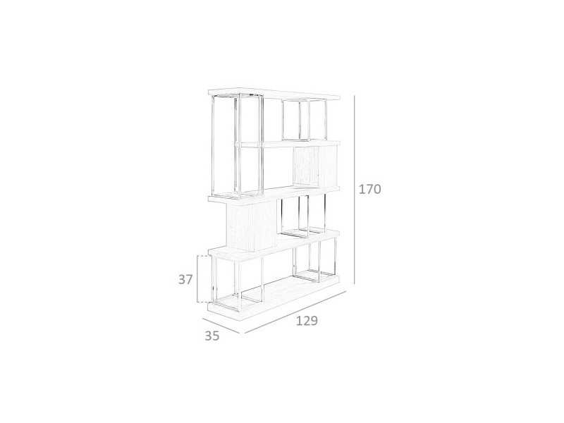 Estantería de nogal y acero inoxidable - SIMÓN