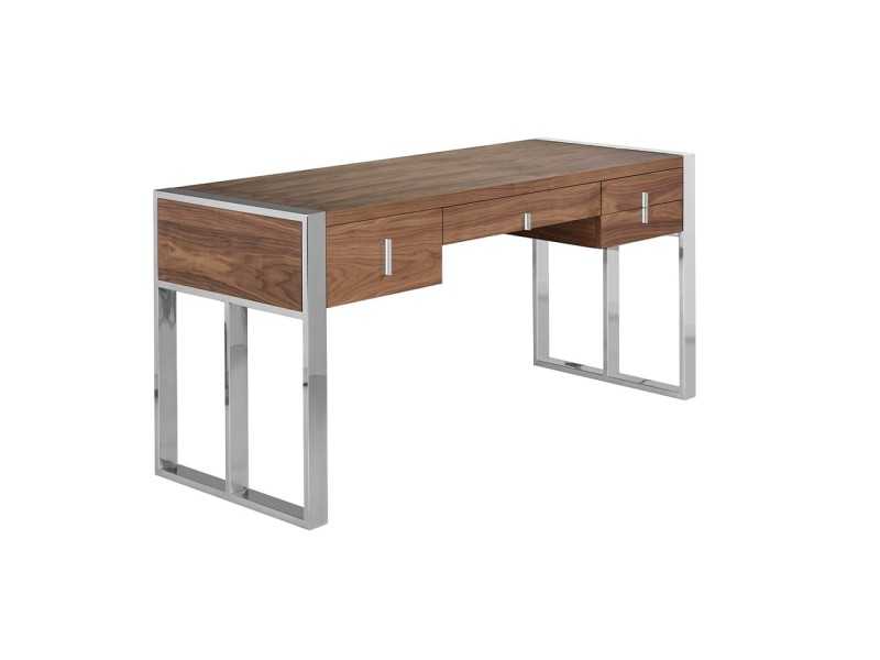 Walnut and stainless steel desk - BASTIAN