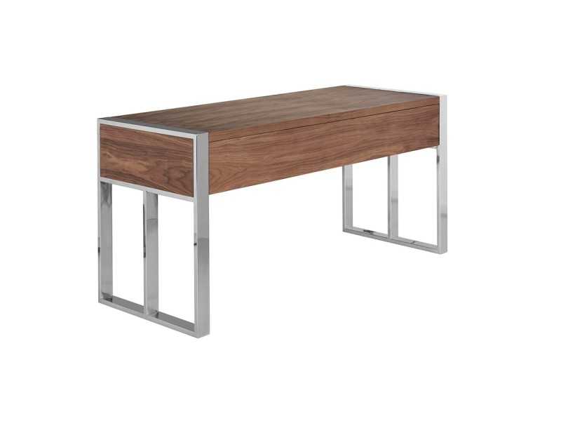 Walnut and stainless steel desk - BASTIAN