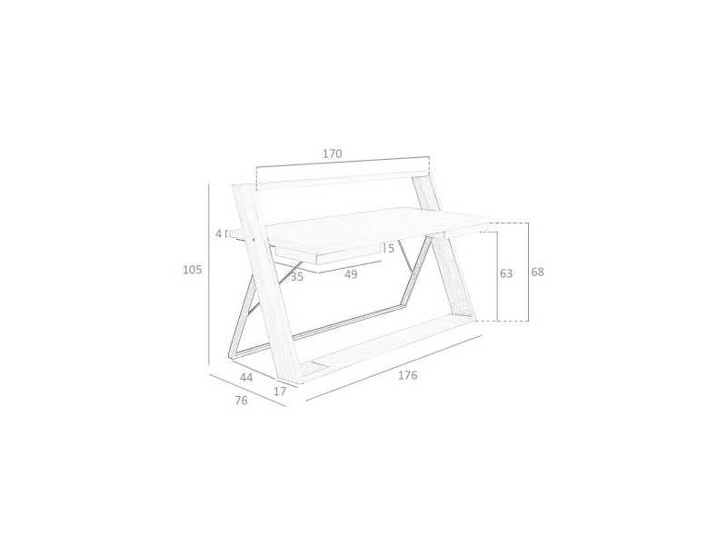 Desk in walnut and black lacquered stainless steel - BRUNO