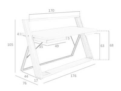 Escritorio en nogal y acero inoxidable lacado negro - BRUNO