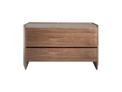 Walnut chest of drawer with tempered glass top - SAVINA Walnut chest of drawer with tempered glass top - SAVINA