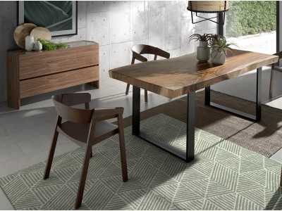Commode en noyer avec plateau en verre trempé - SAVINA Commode en noyer avec plateau en verre trempé - SAVINA