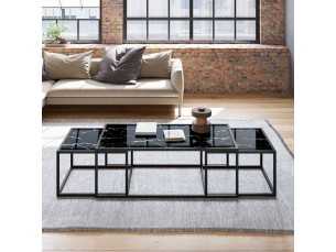 Set of nesting tables with lacquered steel structure and tops in different finishes -NAMIAR