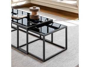 Set of nesting tables with lacquered steel structure and tops in different finishes -NAMIAR 2