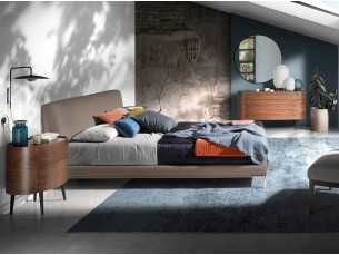 Table de chevet ovale en noyer et pieds inox - OVALE 2