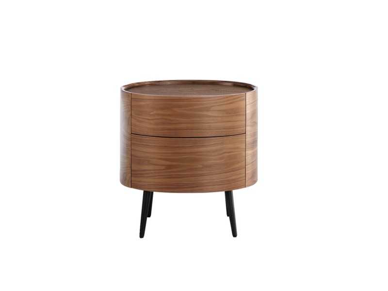 Oval walnut bedside table with stainless steel legs - OVALE