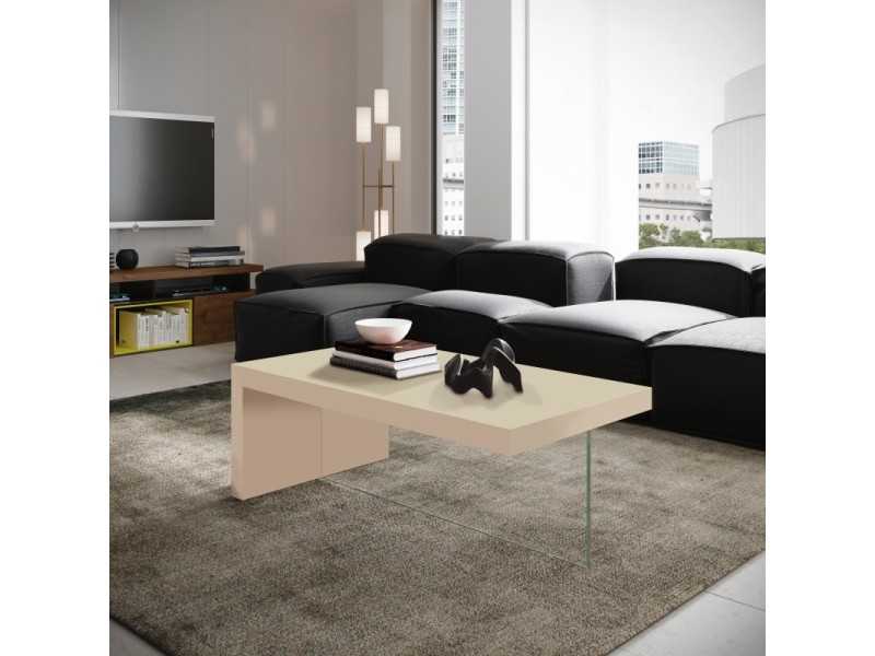 Design coffee table with tempered glass base -VOLARE
