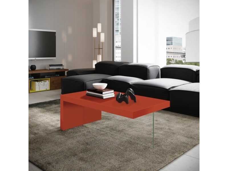 Design coffee table with tempered glass base -VOLARE