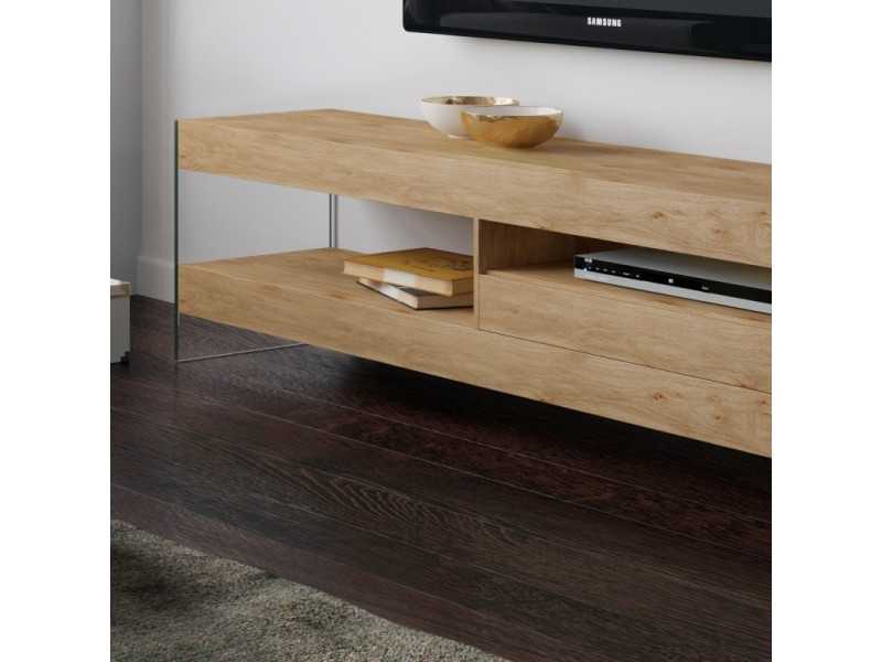 Meuble TV avec tiroir central et des côtés en verre -JARTUM B