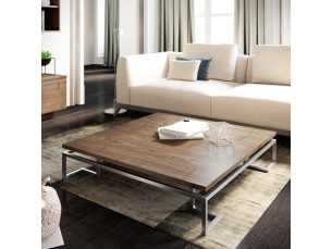 Coffee table with base in chromed or lacquered steel -YEMEN