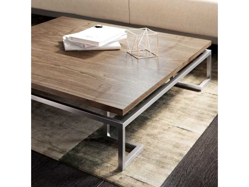 Coffee table with base in chromed or lacquered steel -YEMEN