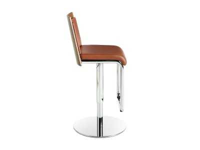 Tabouret pivotant en noyer, tapissé avec base en acier inoxydable - SANTINO