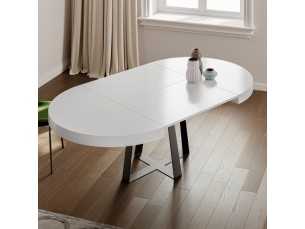 Round and extendable lacquered table with lacquered steel base - CORFÚ
