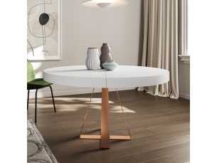 Round and extendable lacquered table with lacquered steel base - CORFÚ 2