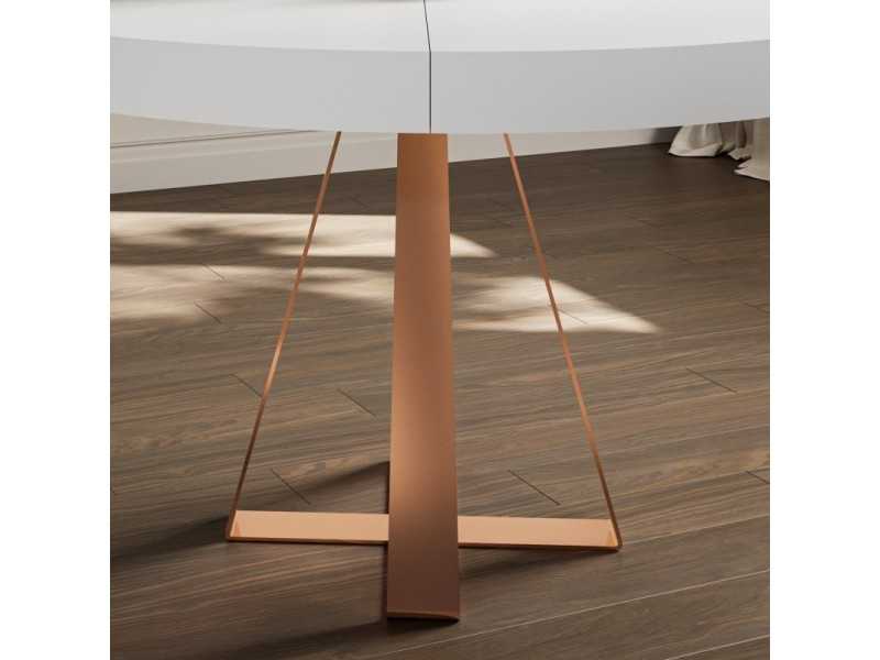 Mesa lacada redonda y extensible con base en acero lacado - CORFÚ