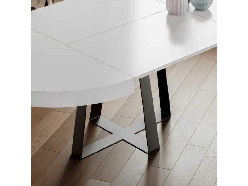 Mesa lacada redonda y extensible con base en acero lacado - CORFÚ