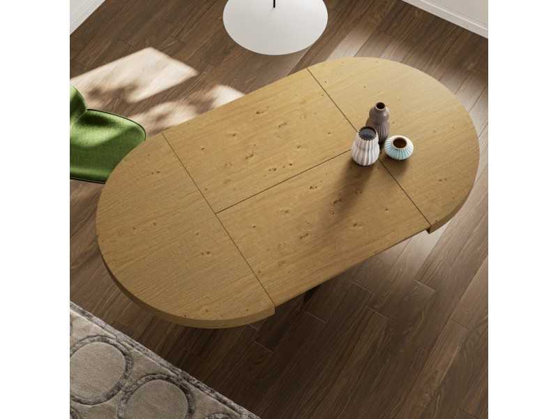 Mesa lacada redonda y extensible con base en acero lacado - CORFÚ